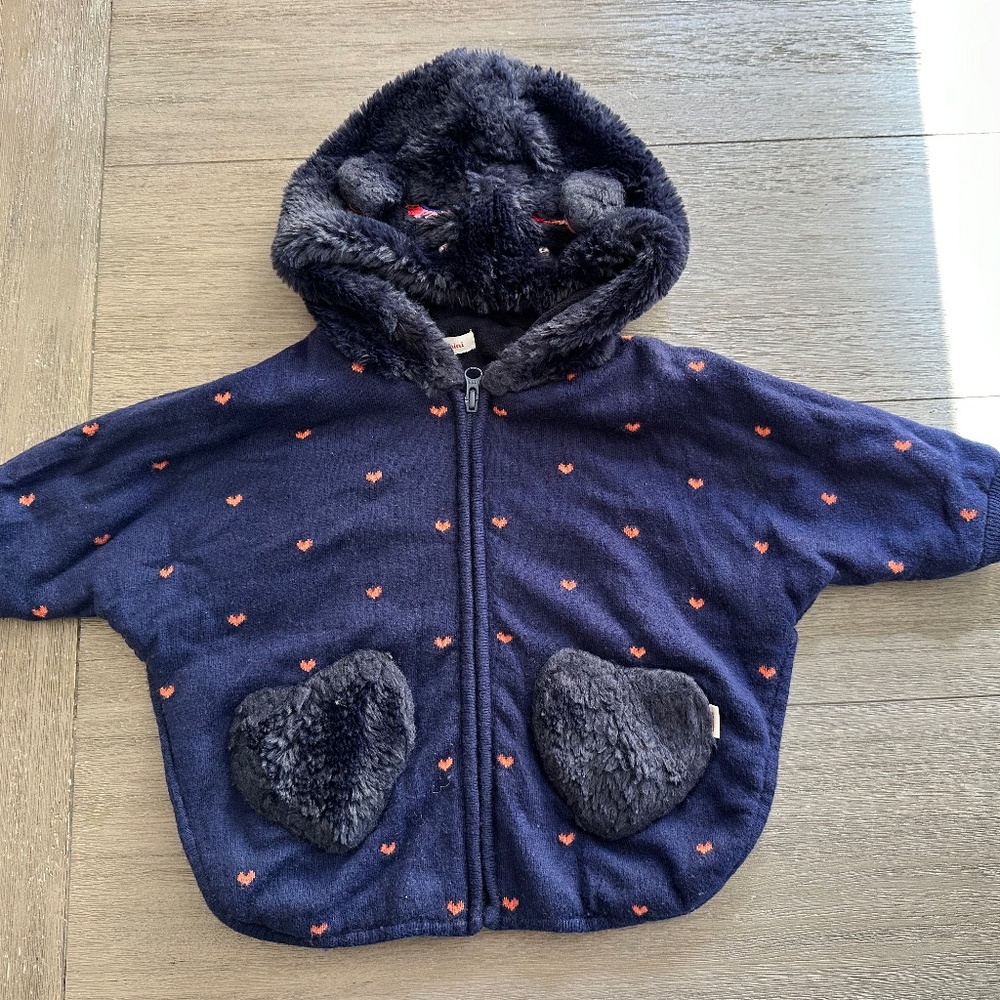 Catimini Girls Jacket with Faux Fur Hoodie